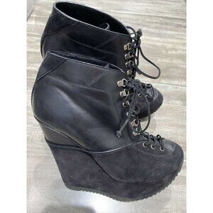 Yves Saint Laurent YSL Ariane 90 platform wedge lace up booties Size 39,5